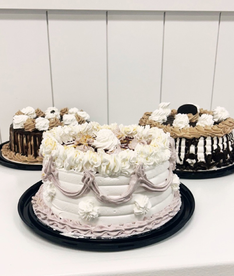 Three handmade ice cream cakes from Phil's